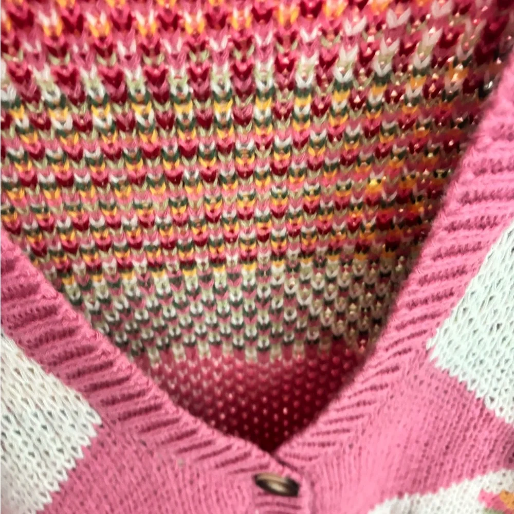 Pink Floral Knit Cardigan Sweater - Picture 6 of 6